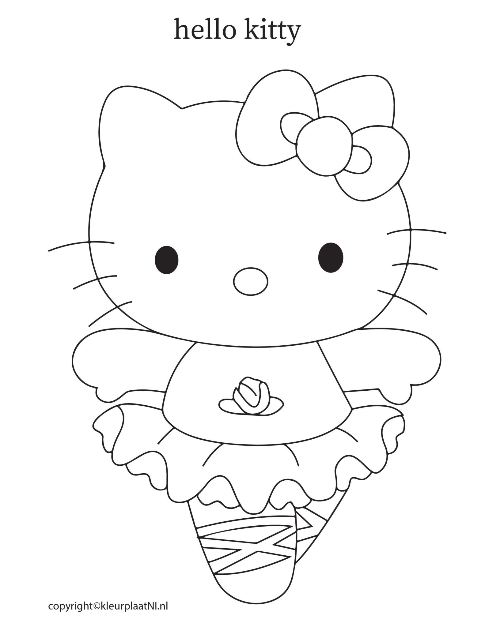 Hello Kitty Kleurplaat Voor Beginners en Kinderen