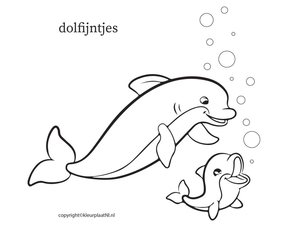 Kleurplaat Dolfijntjes