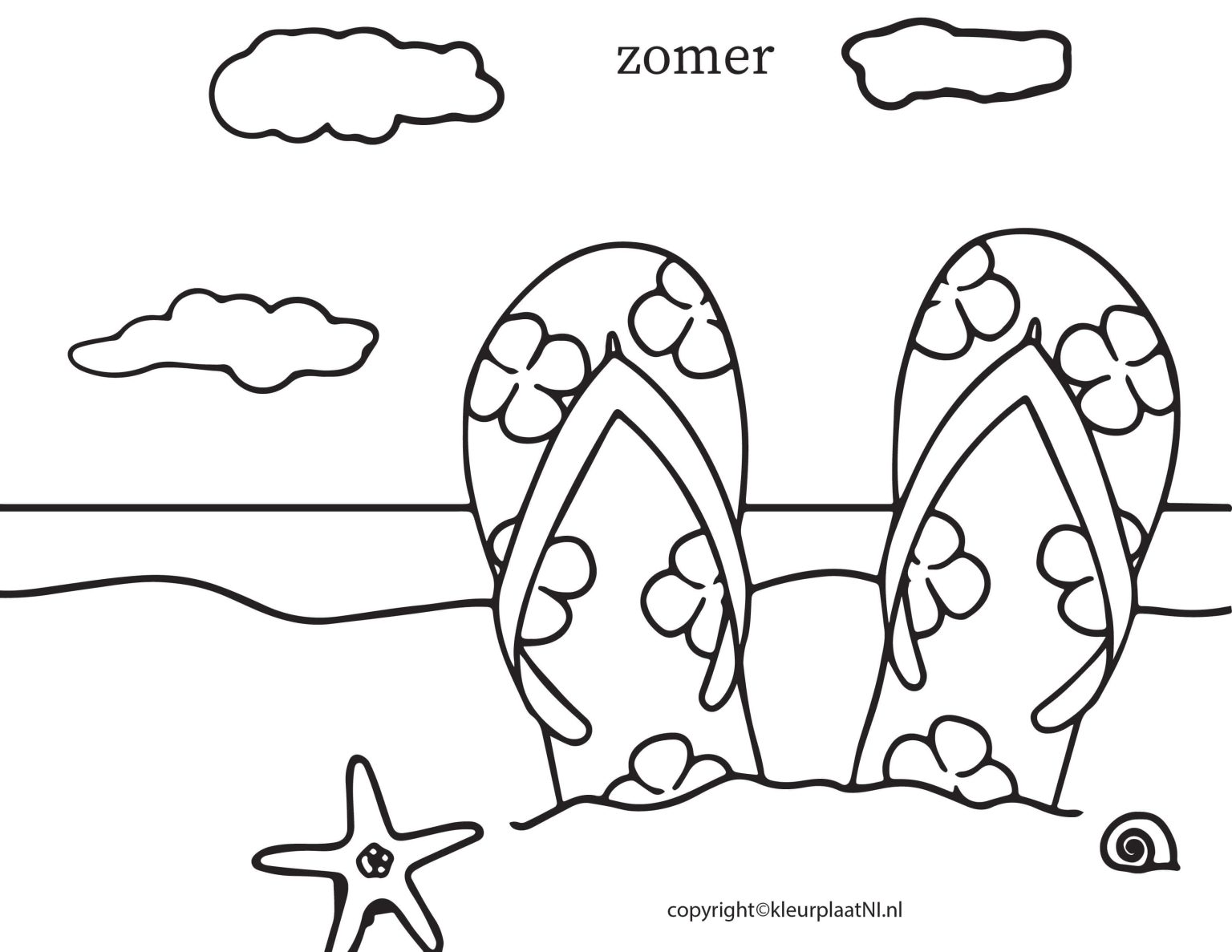 Kleurplaat Zomer Voor Beginners En Kinderen